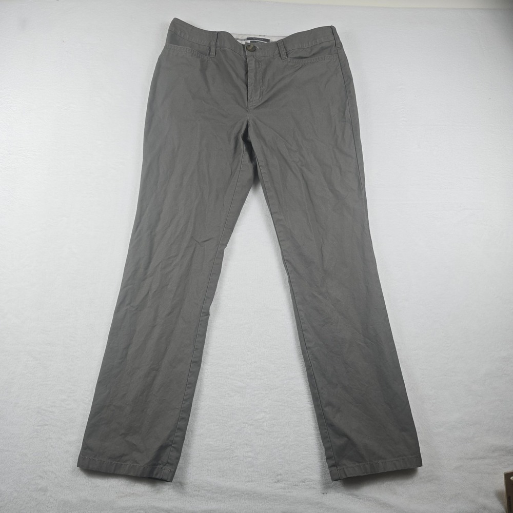 Liz Claiborne Sloane Gray Cotton Straight Leg Chino Pants Womens 12R
